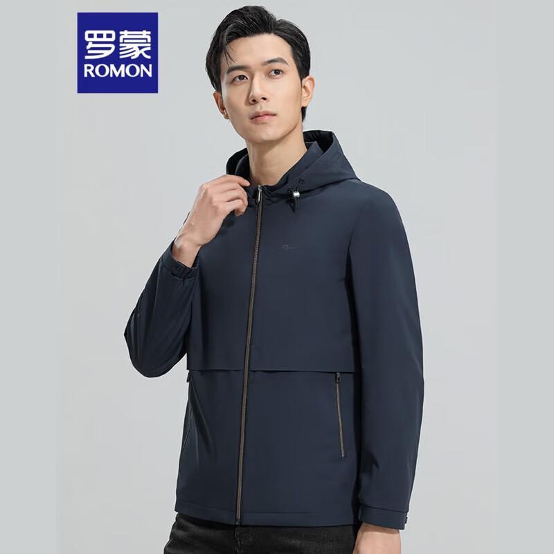 ROMON Men's Detachable Hooded Business Casual Jacket
