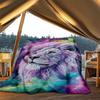 1pc Lion Art Print Throw Blanket Polyester Fiber, Lightweight Flannel, Soft & Warm, All Season Use for Outdoor, Camping Digital Print