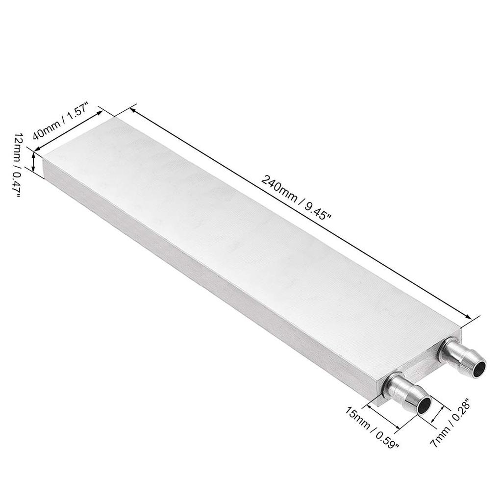 uxcell Aluminum Water Block 40x240mm Polished Heatsink with Nozzle for PC Computer CPU Graphics Radiator