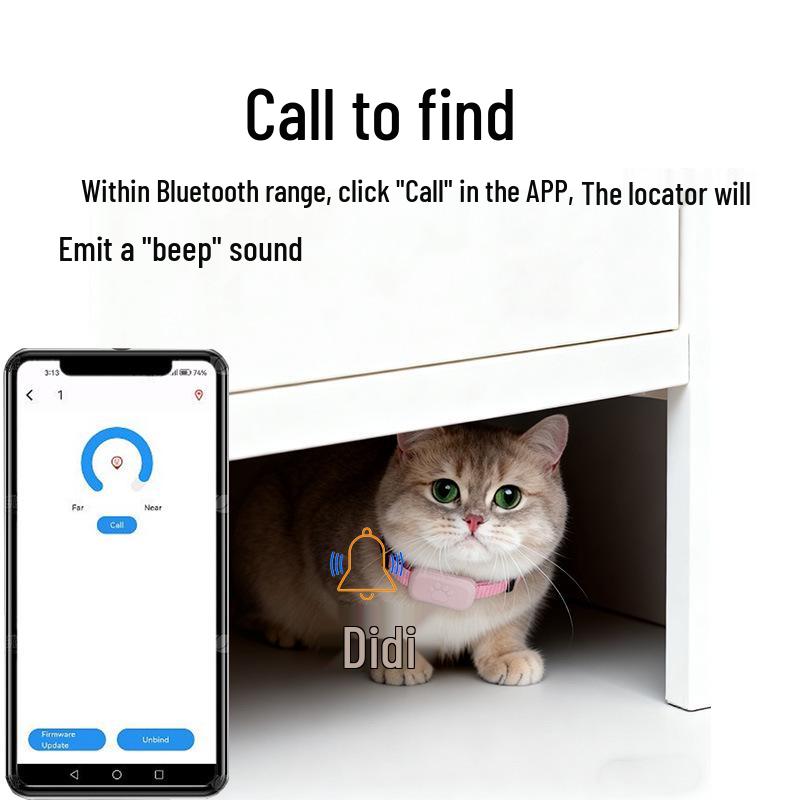 In-Stock Smart Cat Positioning Collar for Apple & Android - Dual System Bluetooth Pet Tracker