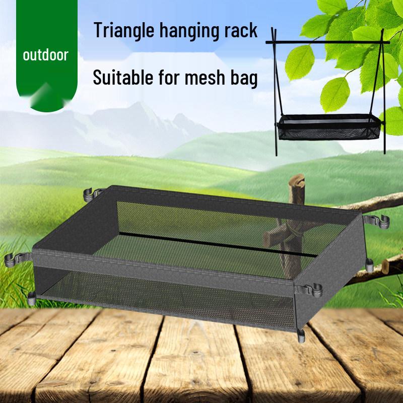 Black Mesh Hanging Bag Set: 16 & 20-Piece Outdoor Folding Table Accessories