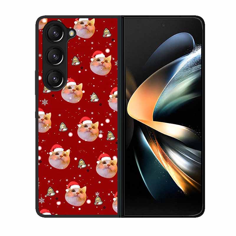 Christmas Case For Samsung Galaxy Z Fold 6 5 4 3 Cover Fold5 Fold4 Lovely Black Hard Plastic PC Cover For Galaxy Z Fold5 5G Case