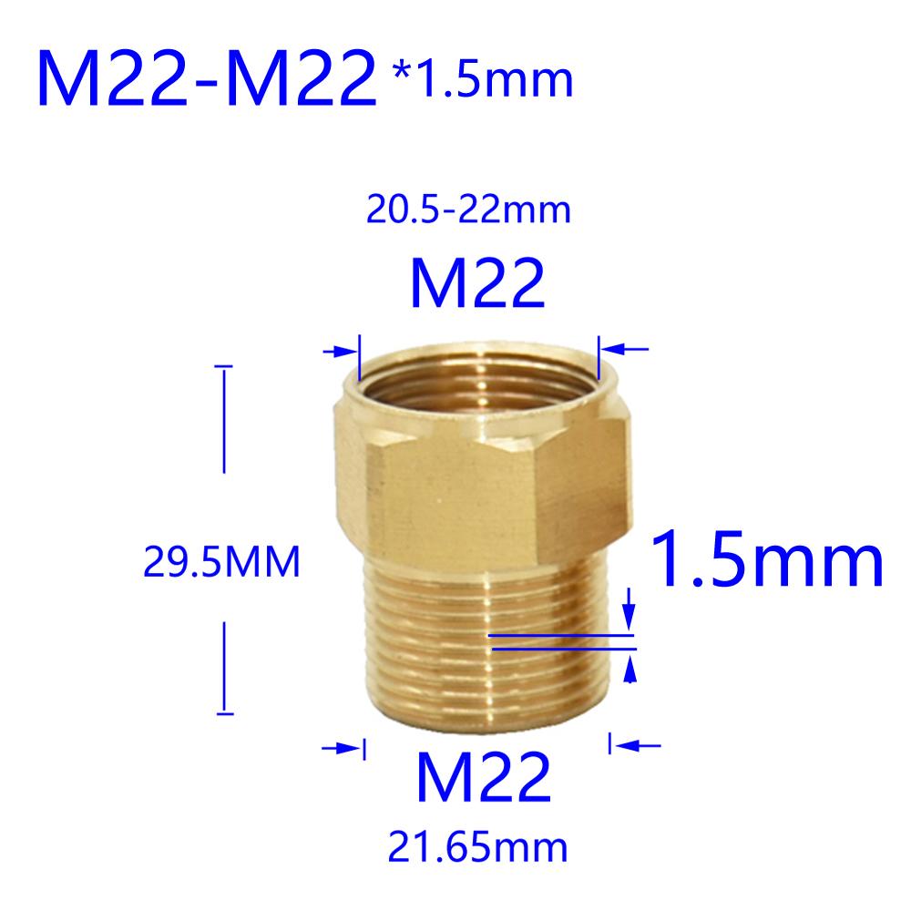 Messing 3/8" 1/2" M14 M18 M22 Gevindforbinder Han Hun Til Perlator Vandrenser Vandhane Kobberfittings Tandafstand 1,5 mm