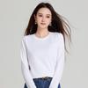 Women's Pima Cotton Long-Sleeve Round Neck T-Shirt - Stylish & Versatile Base Layer for Autumn/Winter