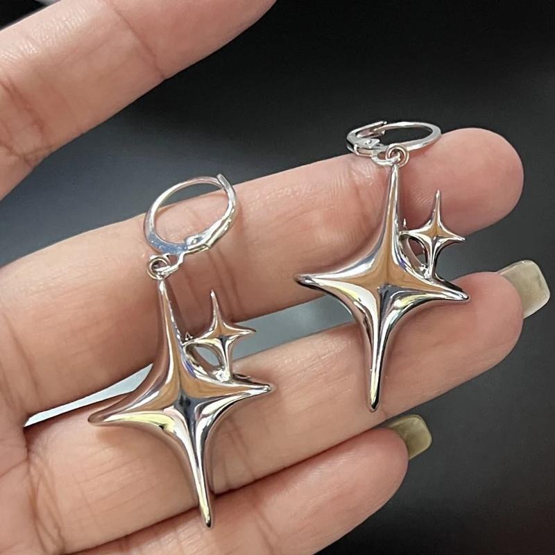 

Fashion Star Planet Pendant Earrings for Women Simple Crystal Four Pointed Star Earrings Y2K Wedding Party Jewelry Accessories