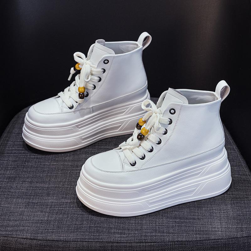 

Модные кроссовки на платформе 7 см для женщин, обувь с высоким верхом, ботильоны на танкетке, женская повседневная обувь, белые кроссовки, обувь для ходьбы 34