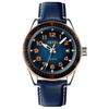 SKMEI Men's Big Face Analog Watch Blue Leather Band Waterproof Casual Business Luminous Arabic Numbers Date Display