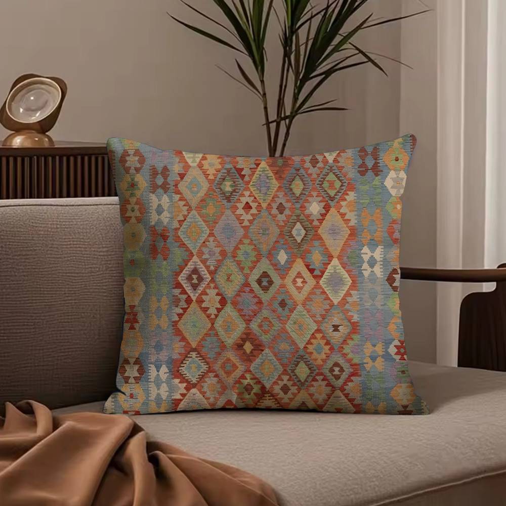Turkish Kilim Navaho Vintage Pillow Case Anti-dustmite Pillowcase Invisible Zipper Silky Short Plush Sofa Cushion Cover