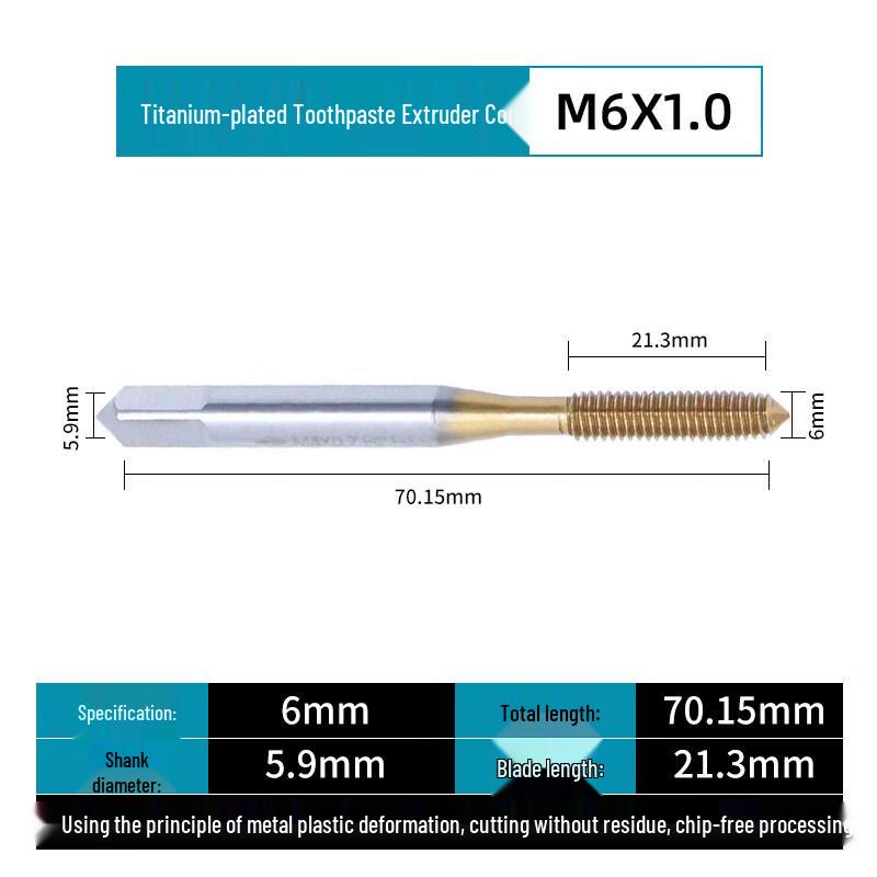 Aokewen M6*1.0 Tungsten Steel Extrusion Tap