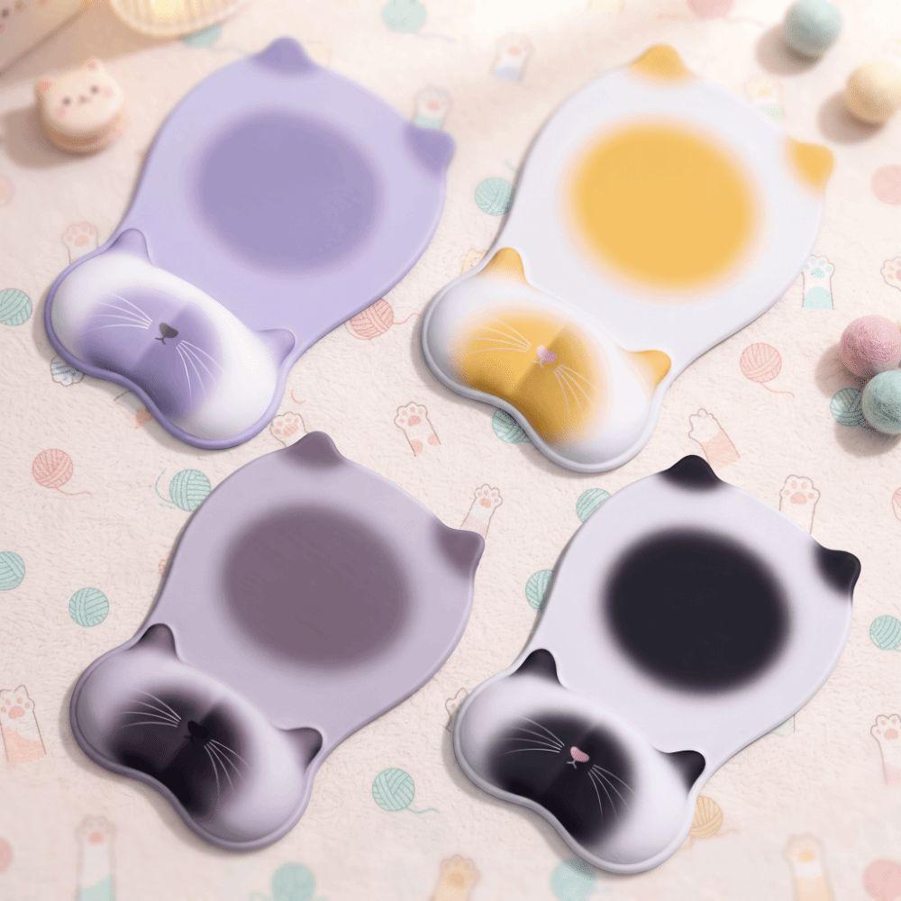 Silicone Mouse Pad Wrist Rest Cartoon Cat Cat-shaped Mouse Pad Cute Non-slip Mouse Pad Office