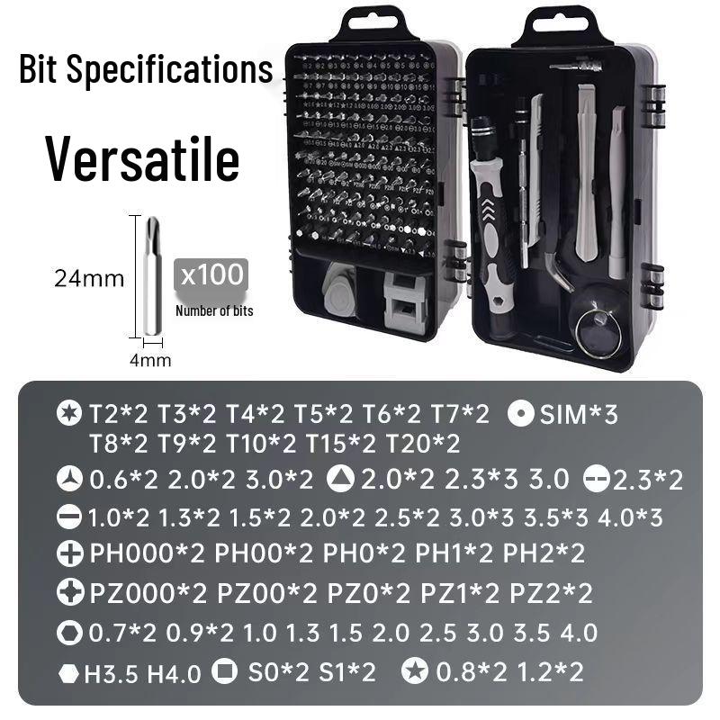 115-in-1 Hochfestes Magnetisches Torx Schraubendreher Set mit Demontage-Bits aus Kohlenstoffstahl
