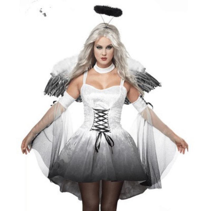Halloween, Black Angel and White Angel Costumes, Vampires, Demon Party Costumes, Masquerade Female Performers
