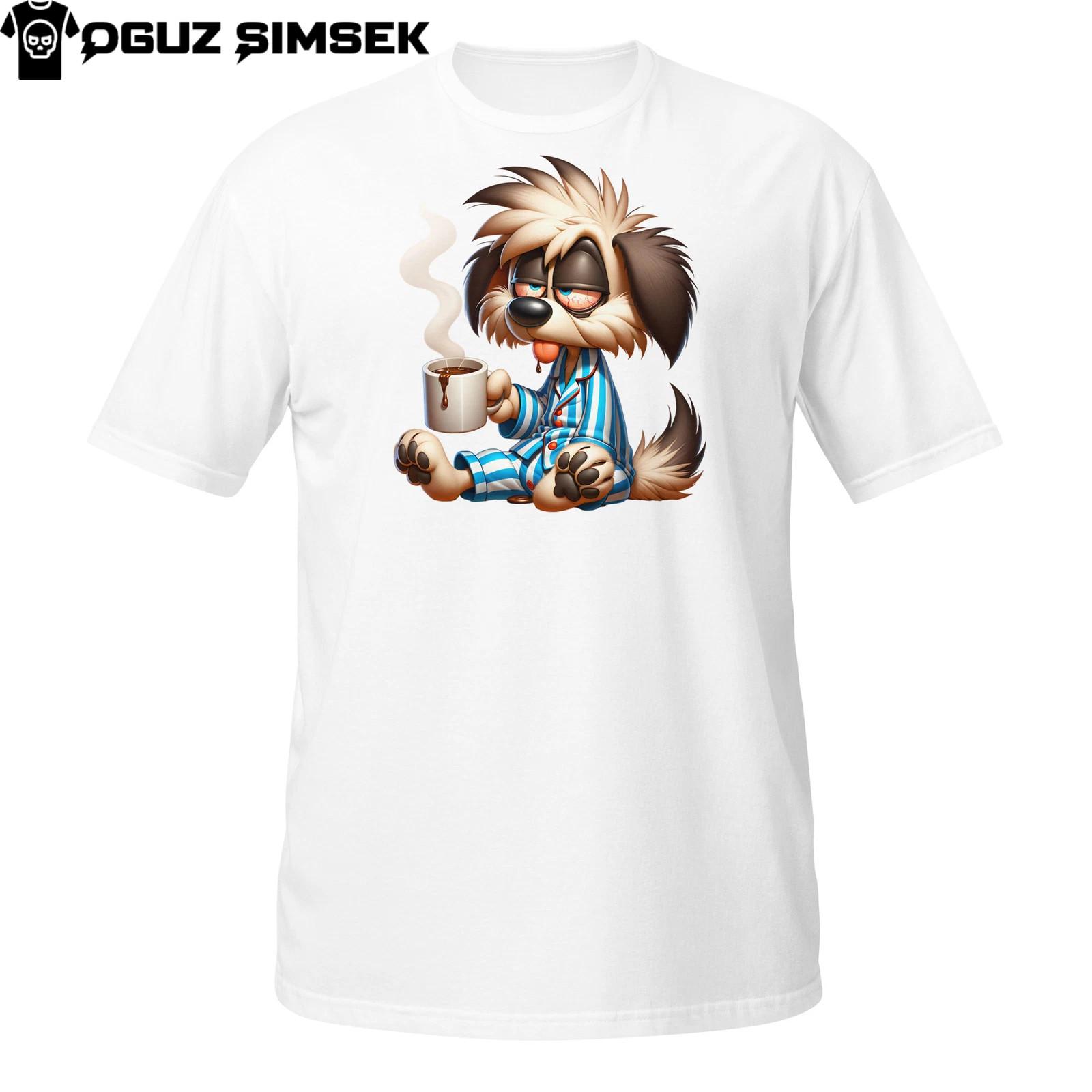 Sleepy Dog Coffee Shirt | Pyjama Pup Morning Mug Tee Unisex Shirt M