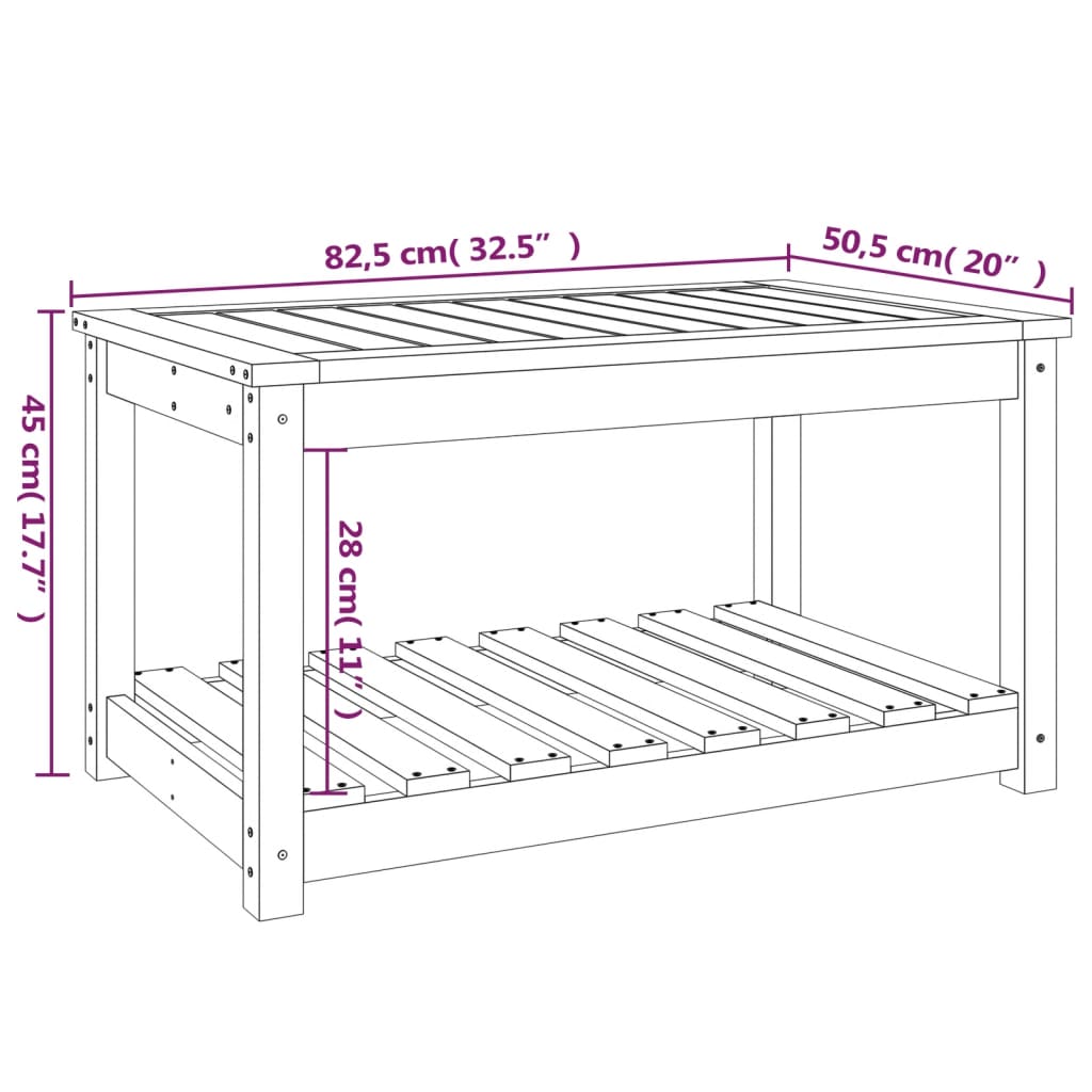 Garden Table 82.5 x 50.5 x 45 cm Solid Pine Wood