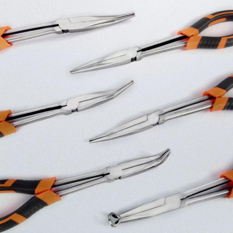 11inch Multifunctional Long Reach Pointed Nose Pliers for Electricians, Anglers, and DIY Enthusiasts