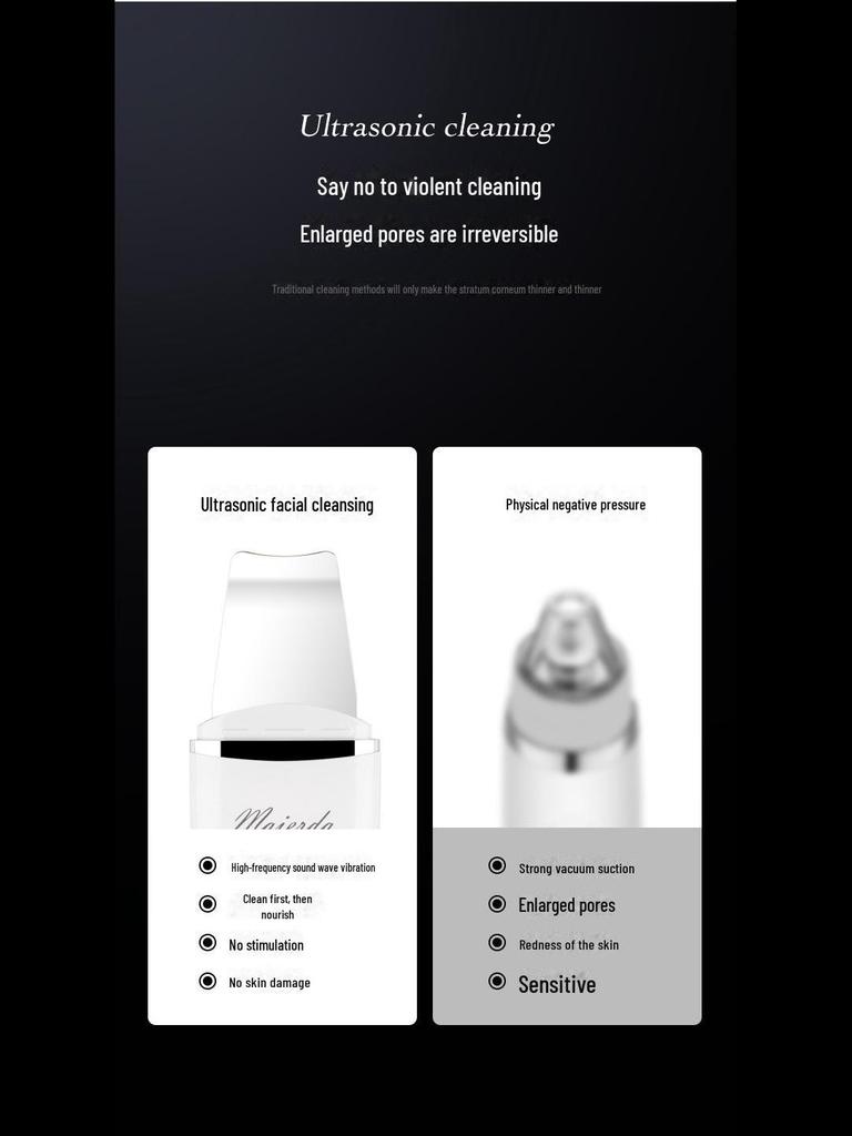 Ultrasonic Blackhead Scraper - Face Cleanser and Acne Remover with Vibration for Pore Cleaning and Smooth Skin