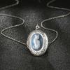Ladies' Elegant Oval Cat Pattern Pendant Necklace