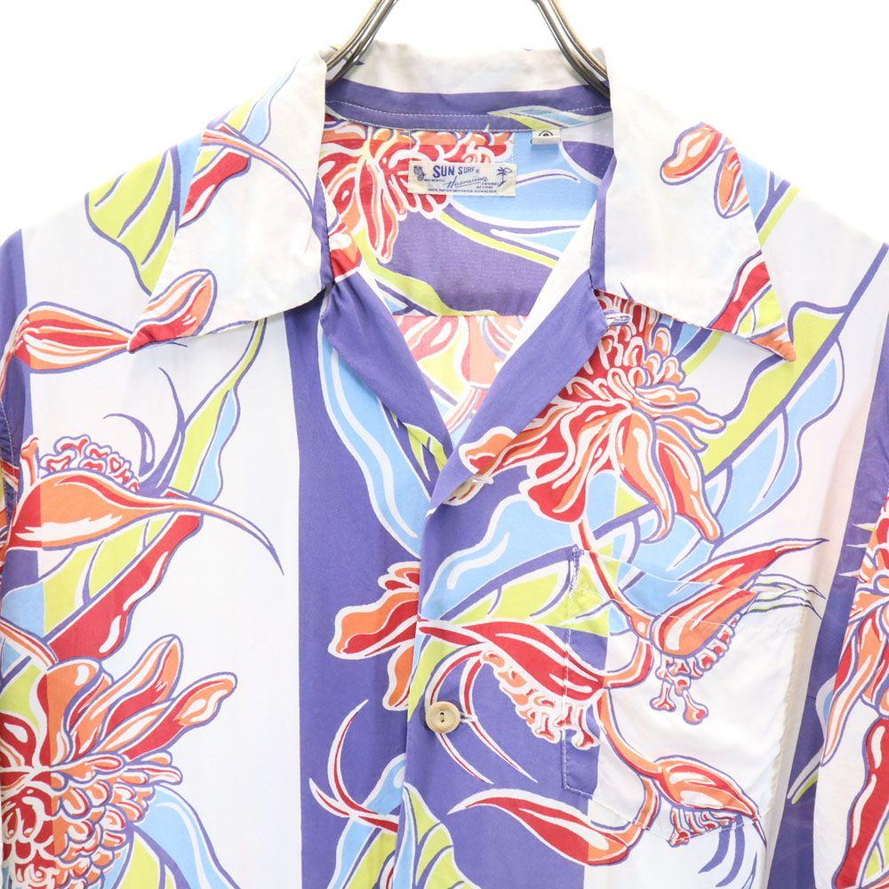 SUN SURF Mânecă scurtă Viscoză Cămașă Aloha S Alb sistem Bărbați Folosit