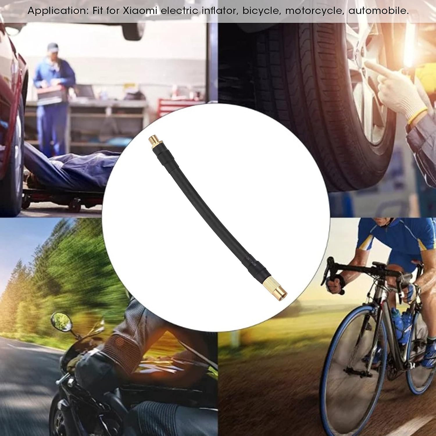 6.3in Tire Inflator Extension Hose Rubber Copper Air Pump Tube Fit for Electric Inflator Motorcycle Automobile Electric Inflator Accessories