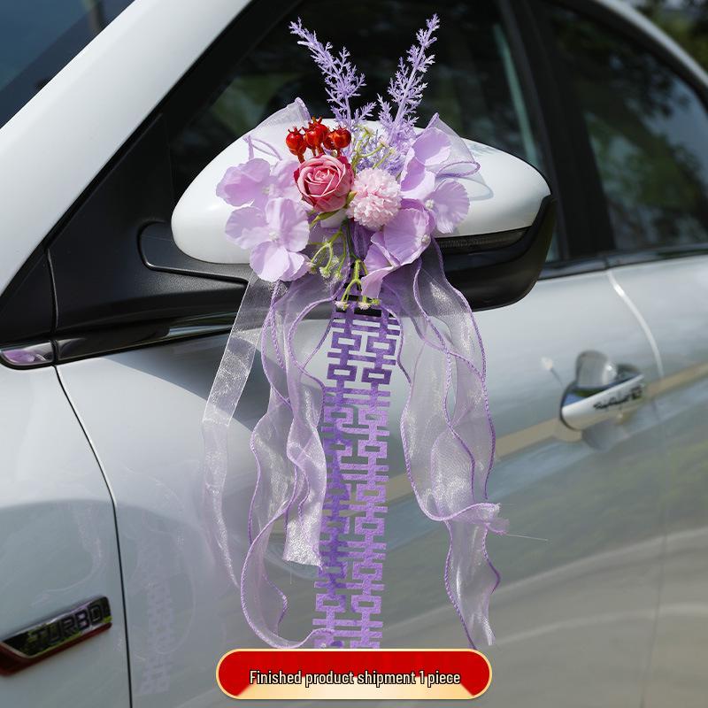 Ensemble de Fleurs de Décoration de Voiture de Mariage - Décoration de Poignée de Porte et Arrangement de Dote