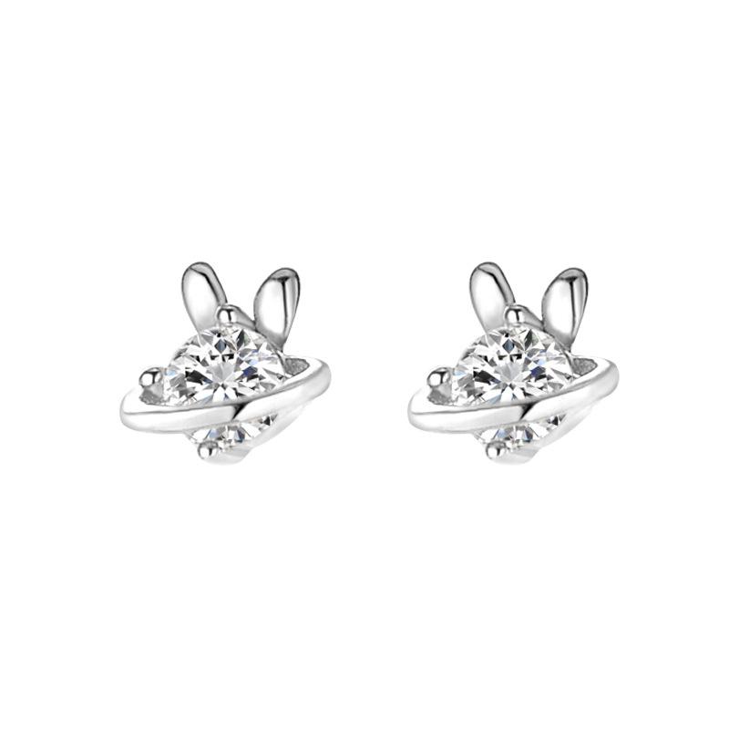 Small and Cute Rabbit Planet Earrings Jade Rabbit Earrings Niche Design Versatile