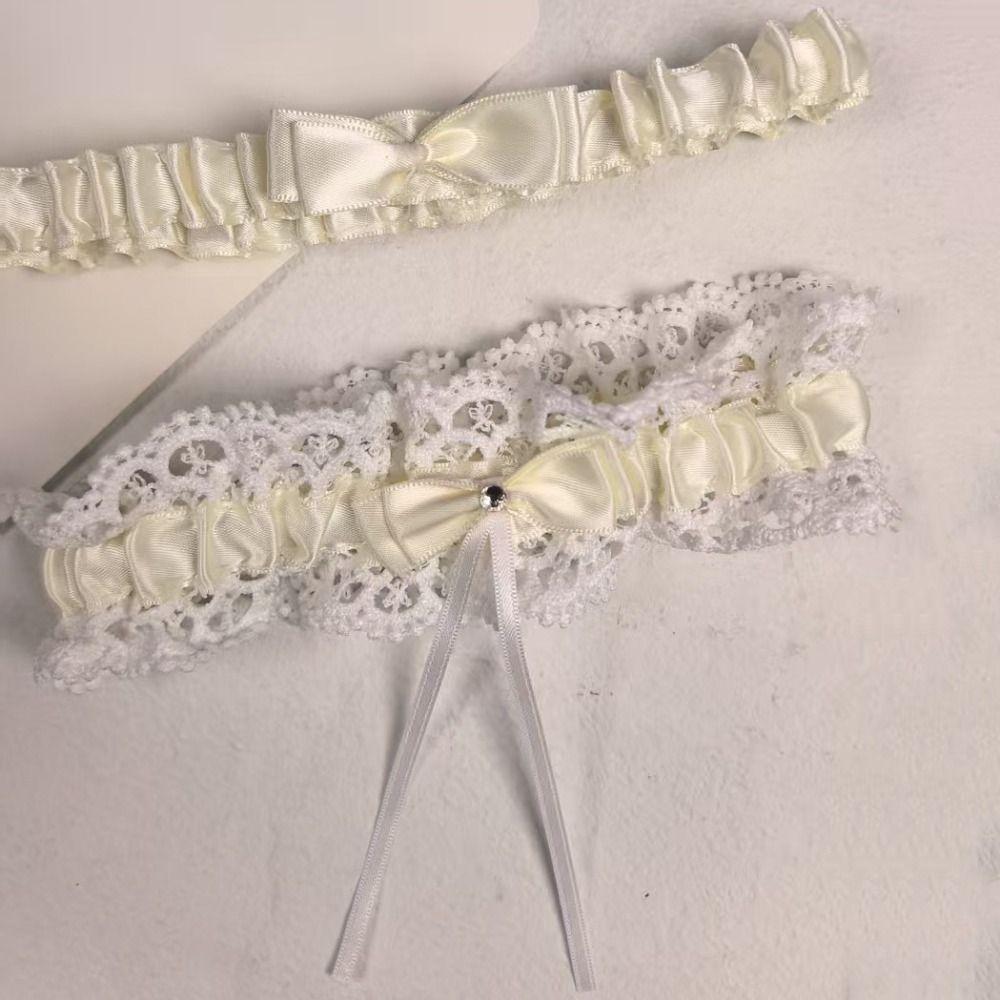 Bowknot Bride Garter Belt Ruffled Sexy Leg Loop Lolita Leg Rings Set  JK Accessory