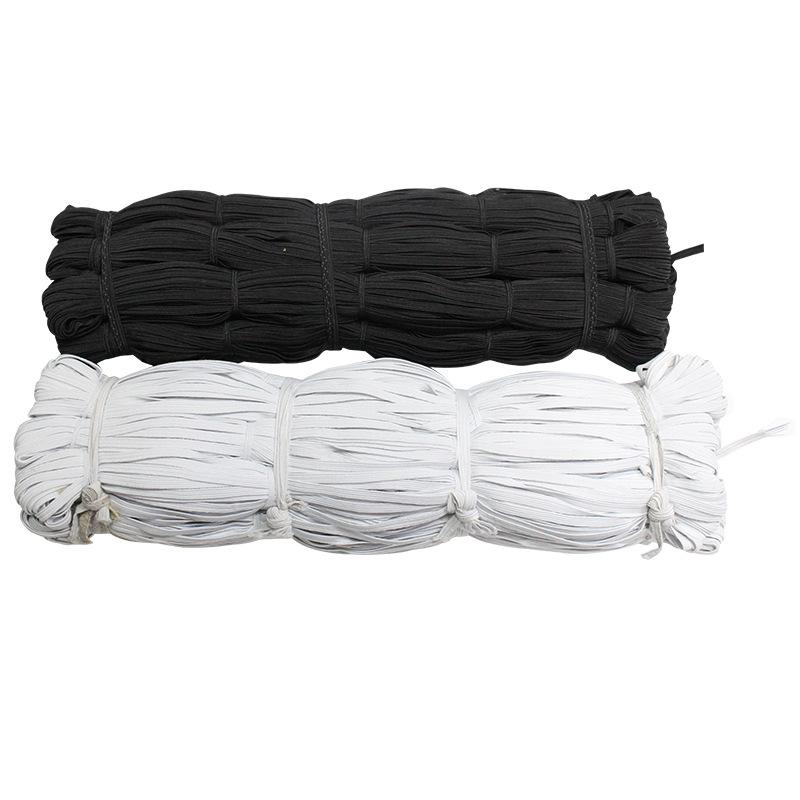 Black and White Flat Latex Elastic Band - Low Elasticity for Clothing