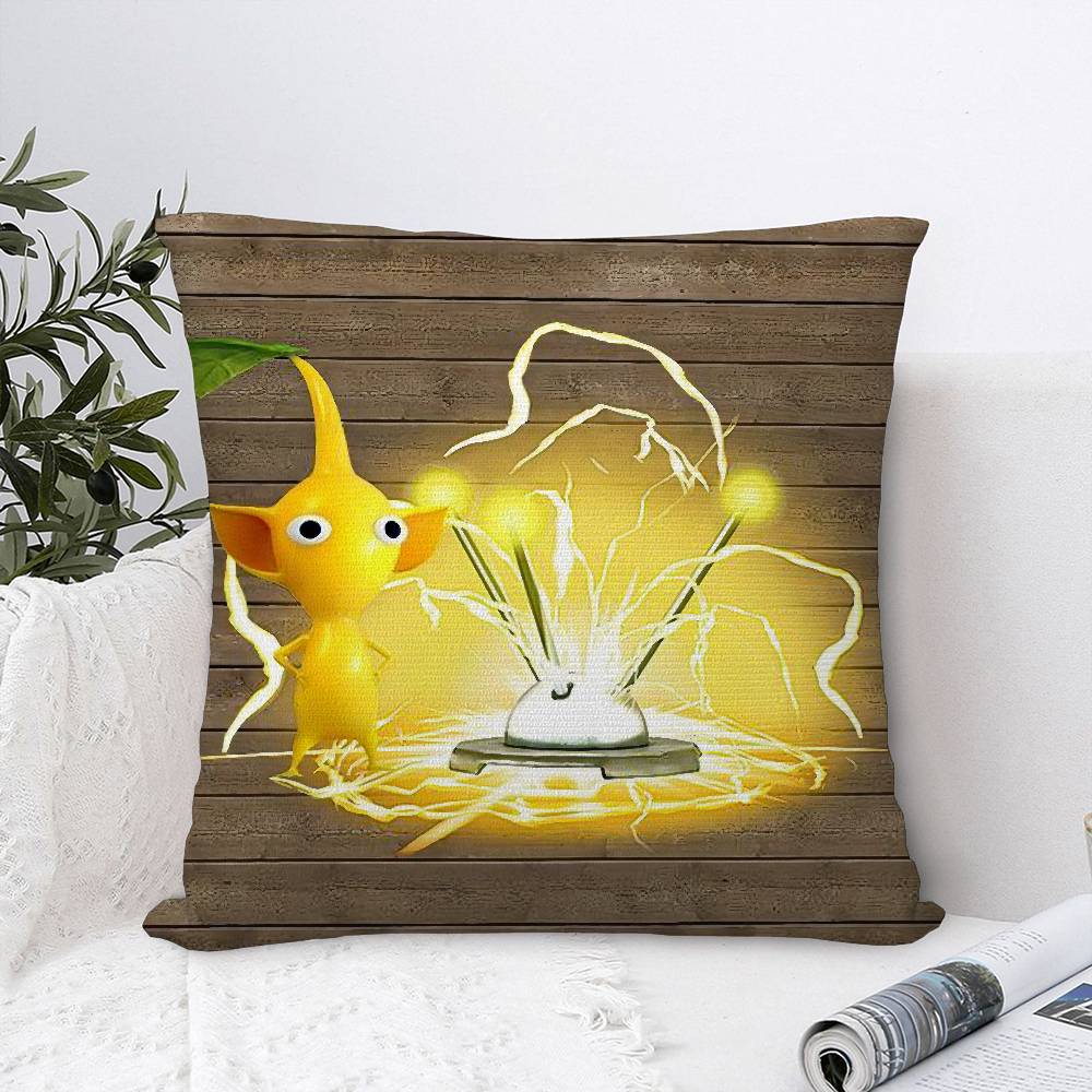 Cartoon P-PIKMINS Pillow Case Sofa Decorative Home Double-sided Print Plush Square Throw Pillow Covers Cushion Decor Cover