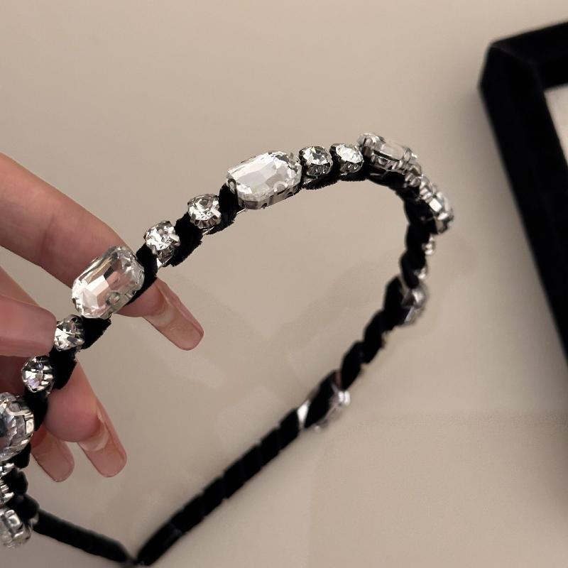 Velvet Hair Hoop With Shiny Rhinestone For Women Luxury Style Headband For Autumn & Winter, Suitable For Face Washing, Hair