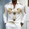 Camicia da uomo stile Barocco testa di leone design slim fit manica lunga camicia Business casual stile street abbigliamento uomo XS-6XL