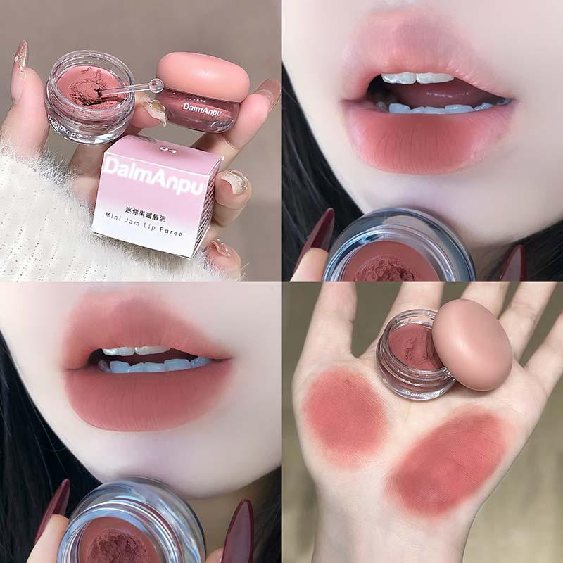 DAIMANPU Mini Jam Lip Mud: Whitening Matte Nude Makeup Gloss Lipstick for Students and Parties.