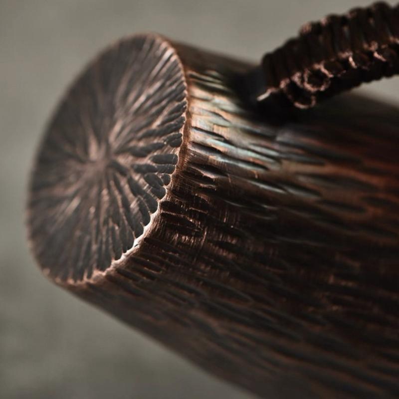 Reine Kupferfarbene Moscow Mule Kaffeetasse Baumstruktur Exquisit Vintage Verdickend Langlebig Wasser 450ml Becher Geflochtener Griff Teetasse