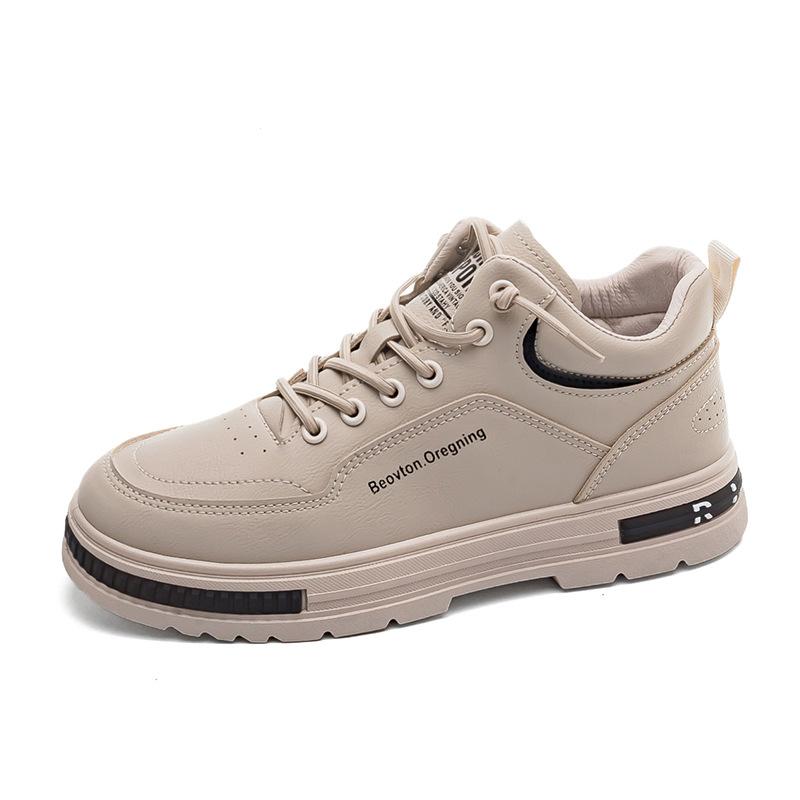 Men's Shoes Spring New Item Men's Casual One Foot Leather Shoes White Board Shoes High Top Martin Boots Versatile Trendy Shoes