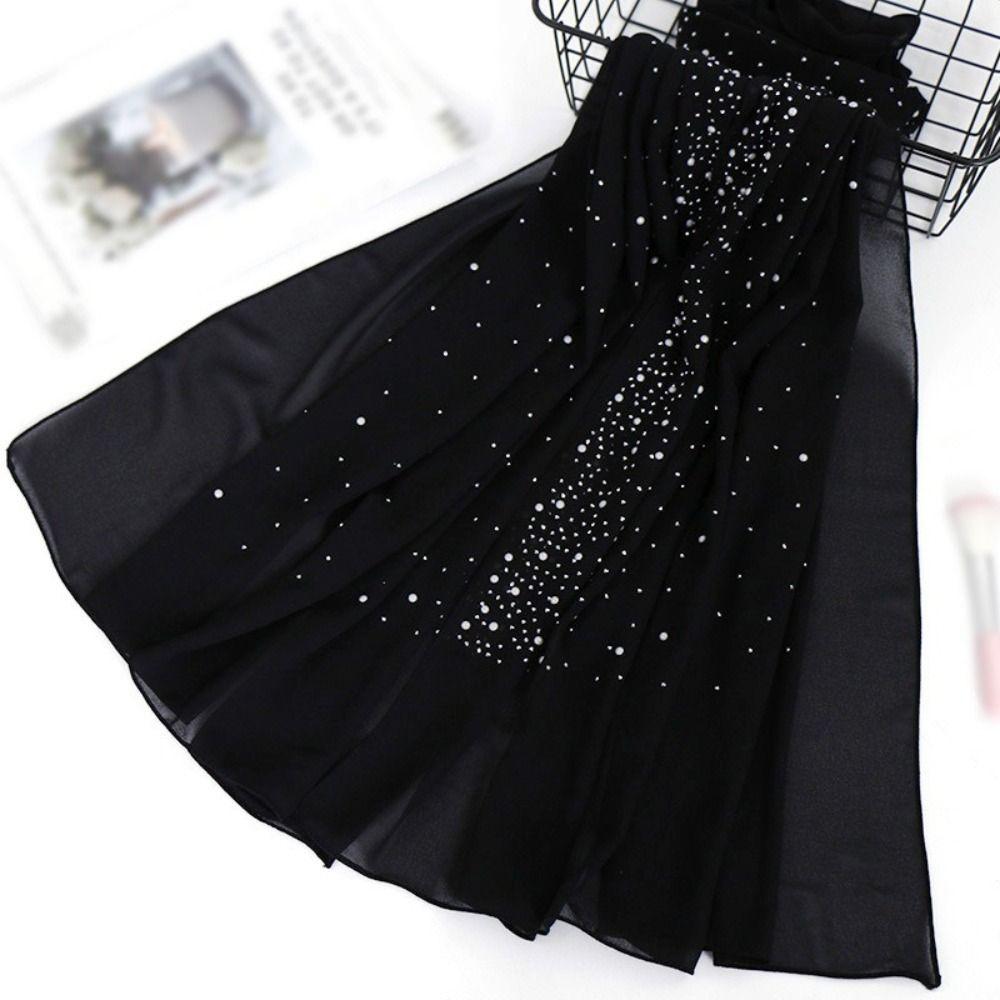 Dustproof Muslim Headscarf 180*70cm Beads Shawls Fashion Islamic Turban Headband  For Women