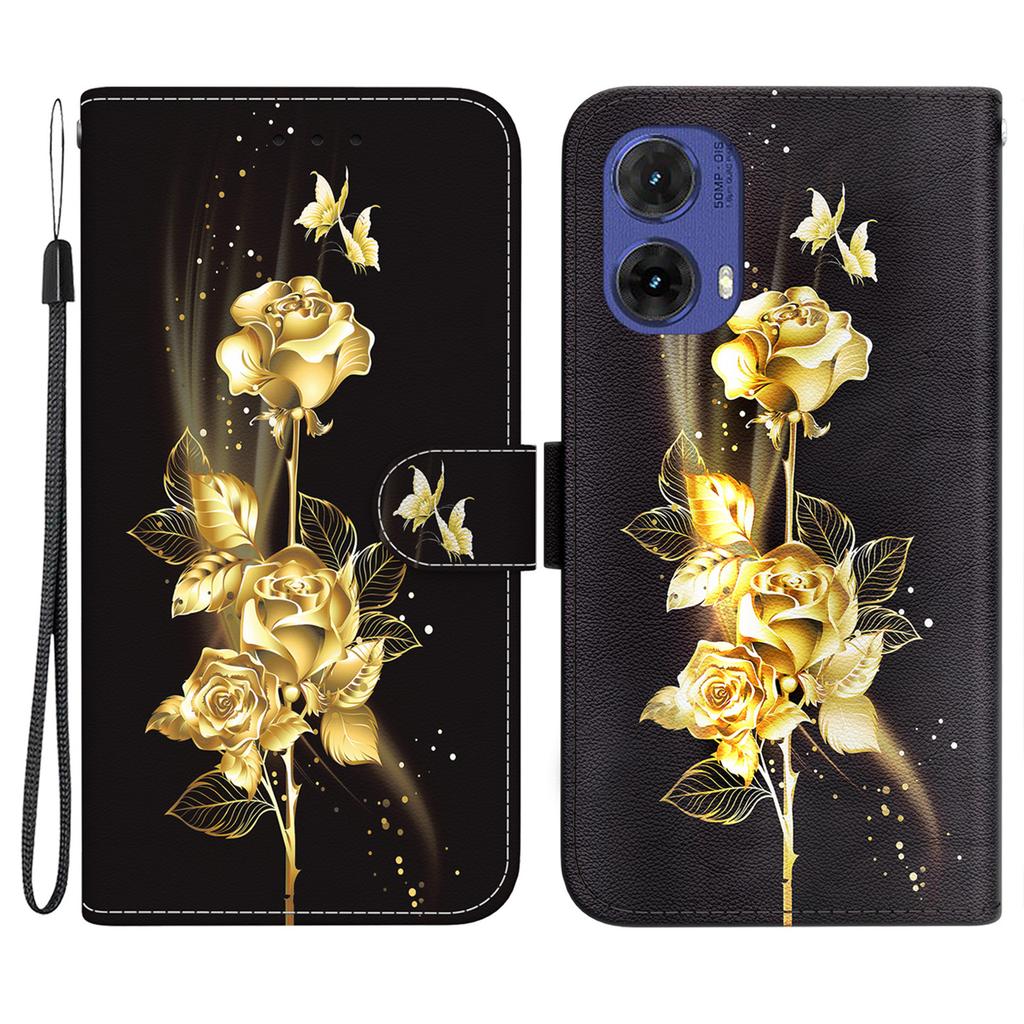 Dla Motorola Moto G85 5G/S50 Neo 5G Etui Wzór Nadruk Skórzany Pokrowiec na Telefon z Uchwytem na Karty