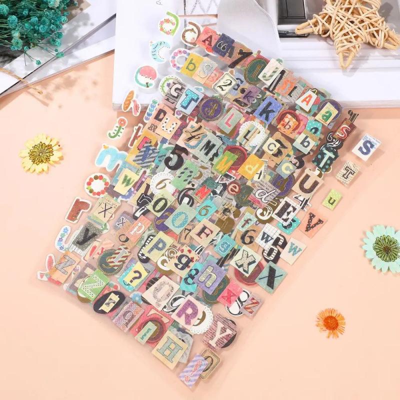 Cross-Border Alphabet & Number Sticker Set: 6 Sheets for Office, Education, Journal, Diary, and DIY Decoration.