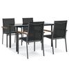 VidaXL Garden Dining Set 5 Pcs Black Textilene and Steel 3187043