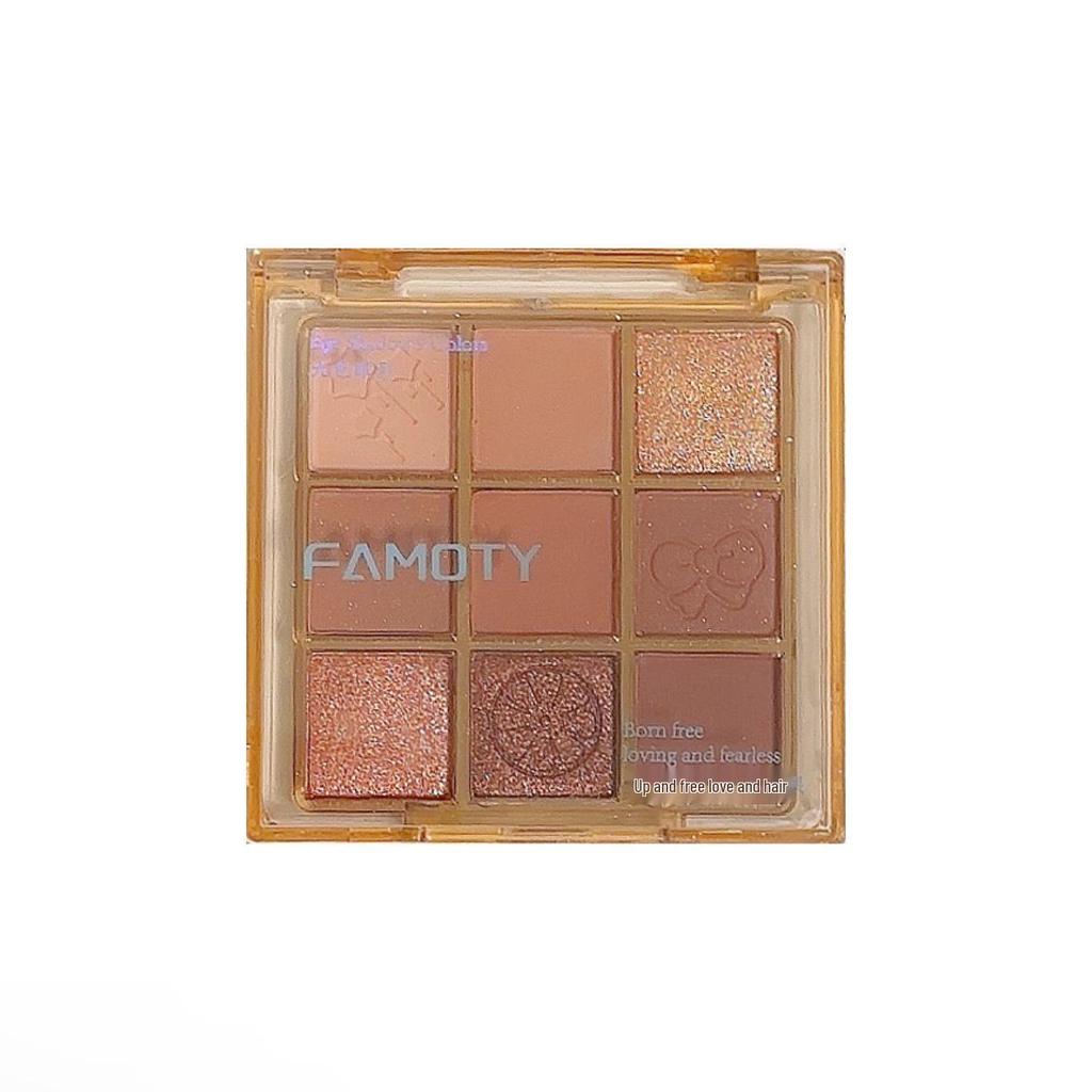 Nine-Color Shimmer & Matte Eyeshadow Palette with Iridescent and Pearlescent Highlights