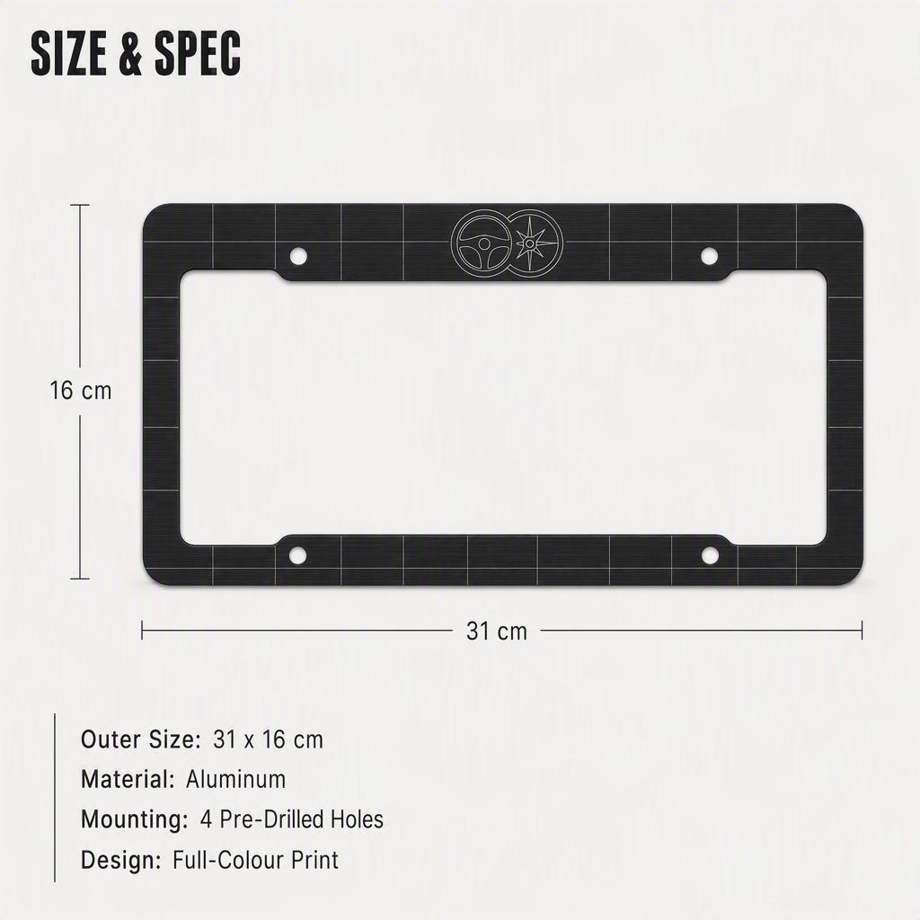 Metal Tag Frame Auto License Bracket Graphite Steering Wheel Icon Aluminum Print Car Custom Print