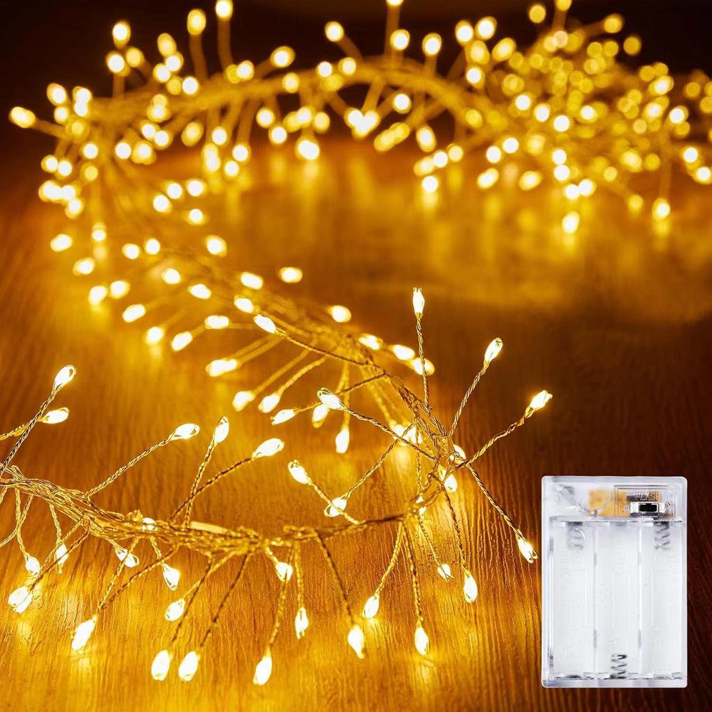 LED Firecracker Copper Wire Garland Lights - Decorative String Lights for Weddings, Festivals, and Christmas, Ideal for Home Decoration and Events