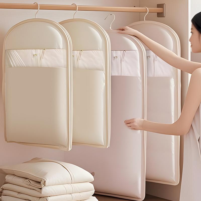 1pc Closet Hanging Organizer Vacuum Bag for Clothes Storage Bag with Hanger Space Saving Clear Seal Bags Wardrobe Compressed Bag