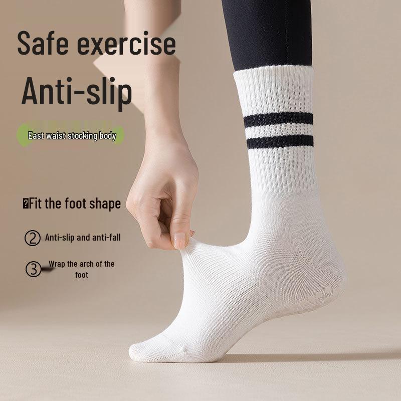 Non-Slip Silicone Yoga & Pilates Socks for Adults - Mid-Calf Length, Ideal for Indoor Sports, Dance, and Fitness Activities