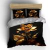 Goldenes Florales Kunstwerk Dekoratives Set Weiche Bequeme Bettbezug Bettwäsche-Set Enthalten 1*Bettbezug & 2*Kissenbezüge Geschenk