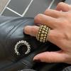 New Exaggeration Multilayer Bead Open Rings for Women Couples Creative Design Personality Hip Hop Fashion Party Jewelry Gifts