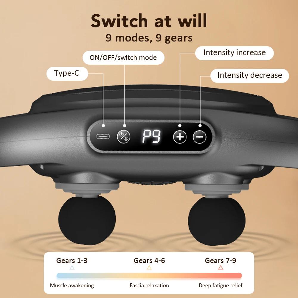 Electric Fascia Gun 6 Heads Massage Gun Muscle Relaxation Body Massager Deep Tissue Muscle Relief Back Leg Neck Massage Machine