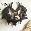 Gothic Style Storage Bat Wall Shelf, Mount Wooden & Moon Rack, Creative Wing Display Stand Floating Shelf for Bedroom Living Room Halloween