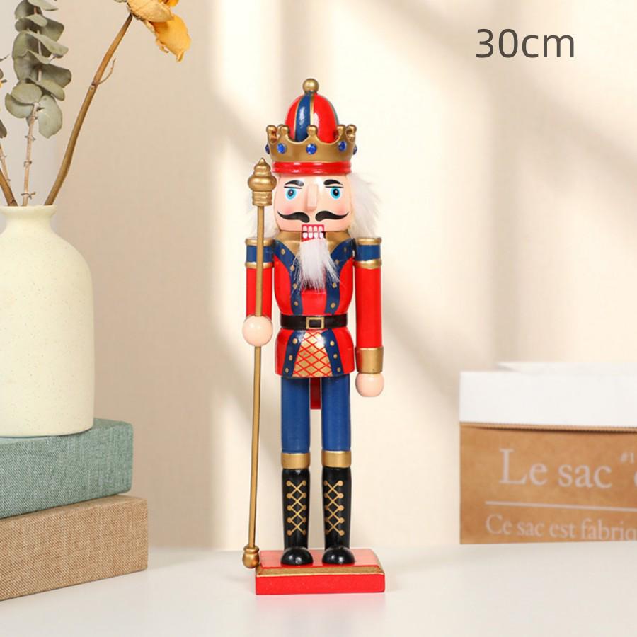 30CM Wooden Nutcracker Ornament for Christmas - Creative Home Decor
