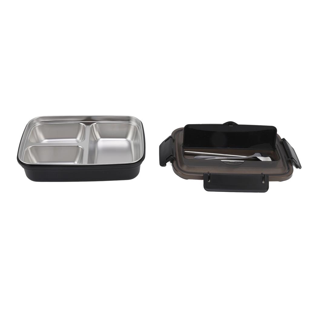 Pojemnik na lunch 3 przegródki Stal nierdzewna 304 Plastik Pasująca łyżka Pałeczki Przenośne pojemniki na lunch do biura