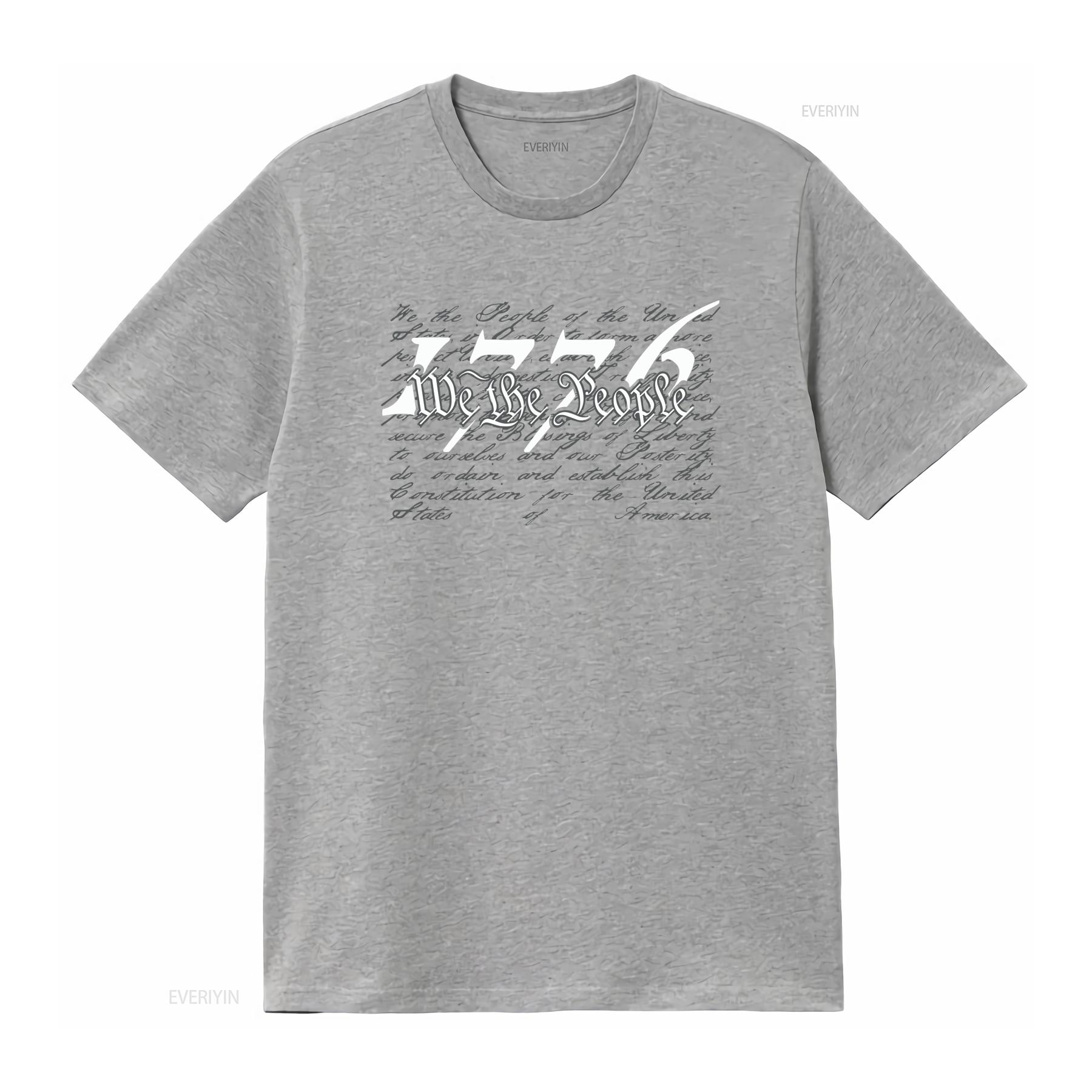

Preamble To the US Constitution 1776 We People T Shirt vintage Washed Slightly homme Breathable Stylish Top For Everyday Wear S