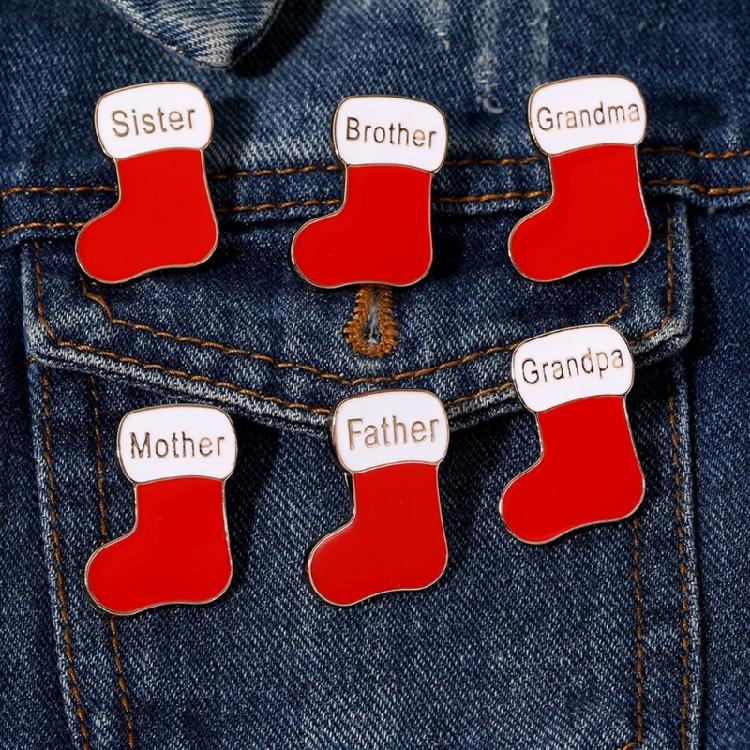 Family Brooch Lapel Pin Christmas Sock New Year for Parties and Weddings